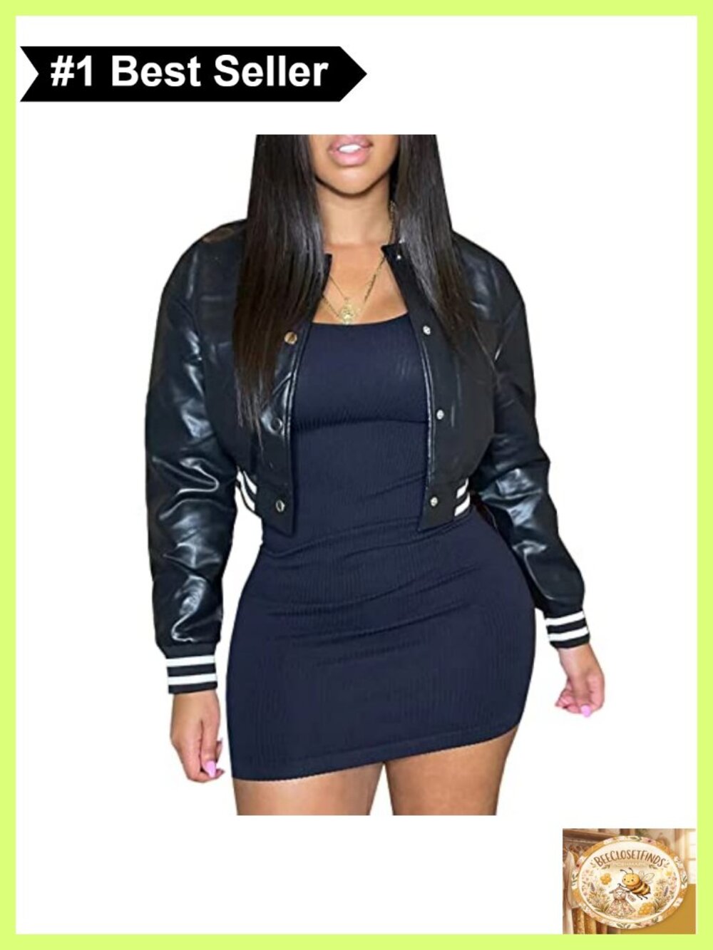 Faux Leather Varsity Jacket Cropped Baseball Bomber